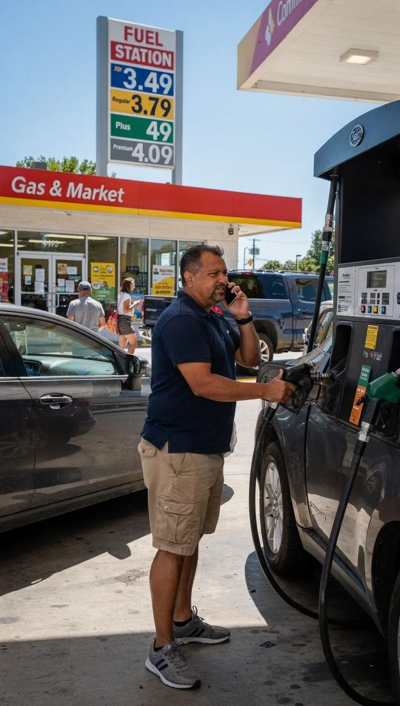 Страховой полис для автомобиля с изображением защищенной машины на фоне города.