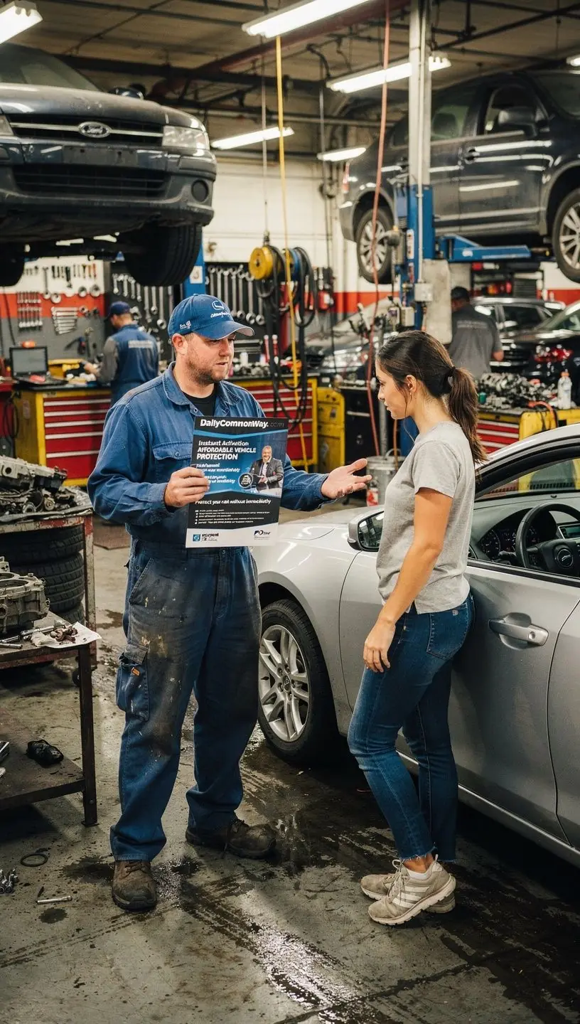 Логотип компании на фоне автомобиля и пейзажа.